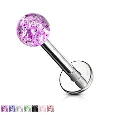 4mm Glitter Acrylic Ball 316L Surgical Steel Labret/Monroe