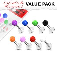 316L Surgical Stainless Steel Monroe/Labret with Solid Color Acrylic Balls