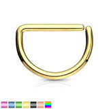 D Shape Titanium Anodized over Annealed 316L Surgical Steel Cut Rings