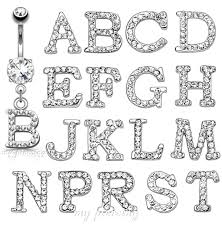 Clear Gem Paved Initial Dangle Navel Ring