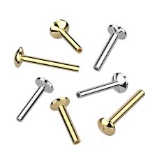 316L Surgical Steel Threadless Push In 3mm Base Convex Back Stud Labret Pin