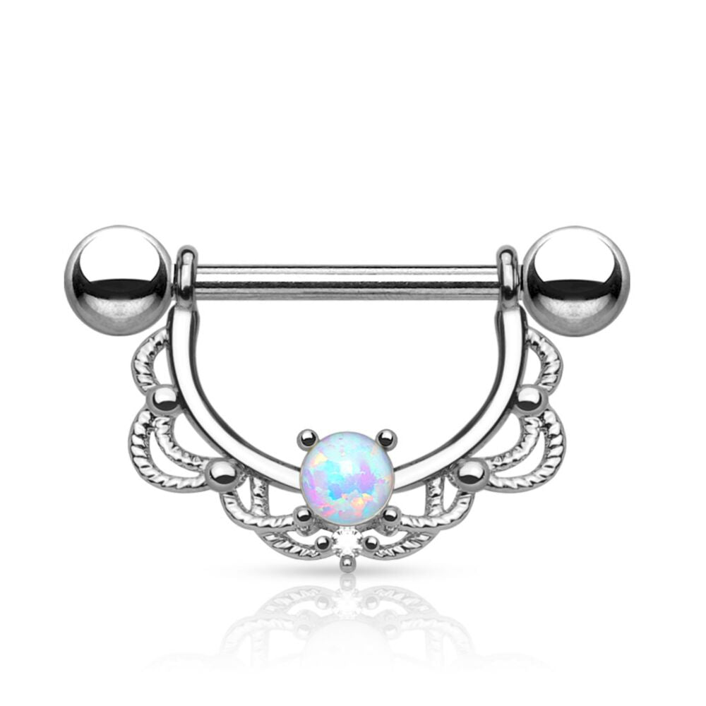 316L Surgical Steel Opal Centered Fligree Drop 316L Surgical Steel...