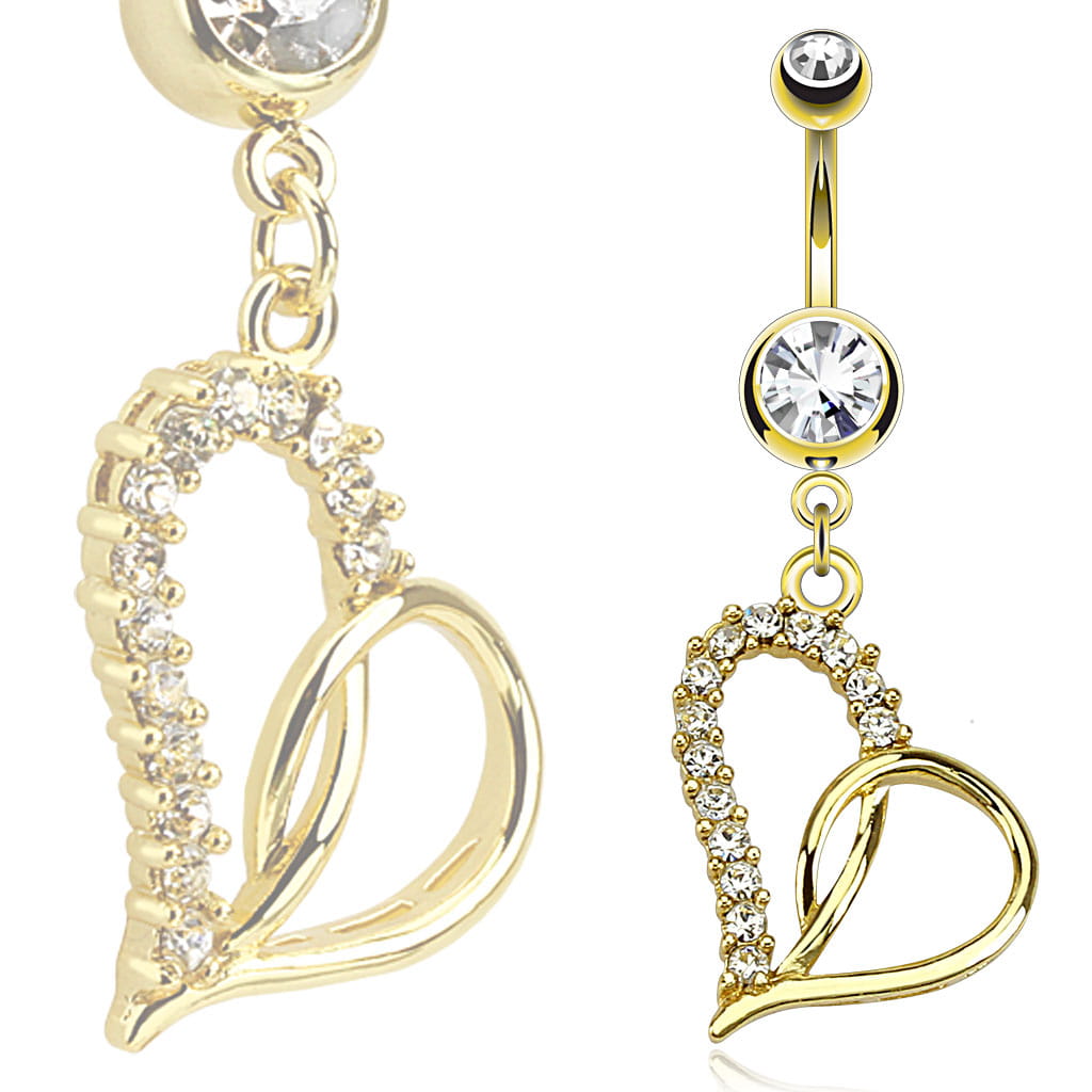 316L Surgical Steel 316L Surgical Steel Loop Heart Multi Paved Gem...