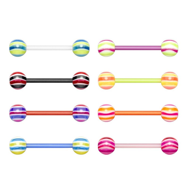 Flexible PTFE Barbells With Acrylic 2-Color Wave Balls