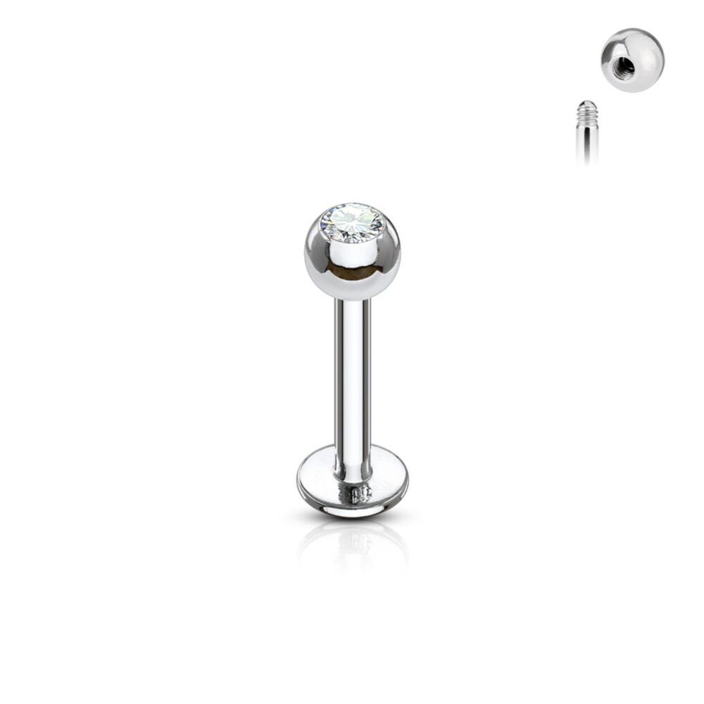 Implant Grade Titanium Externally Threaded Press Fit CZ Labret
