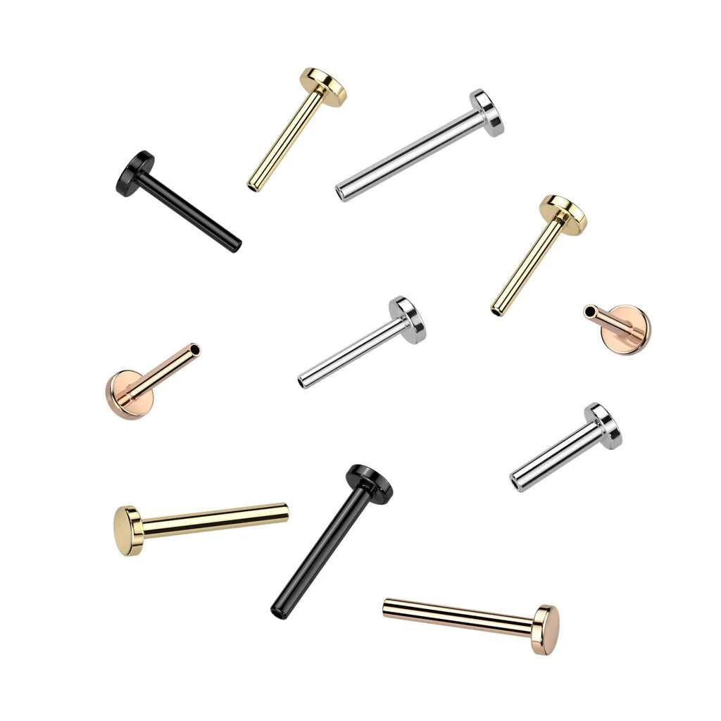 Implant Grade Titanium Threadless Push In 2.5mm Base Flat Back Labret Stud