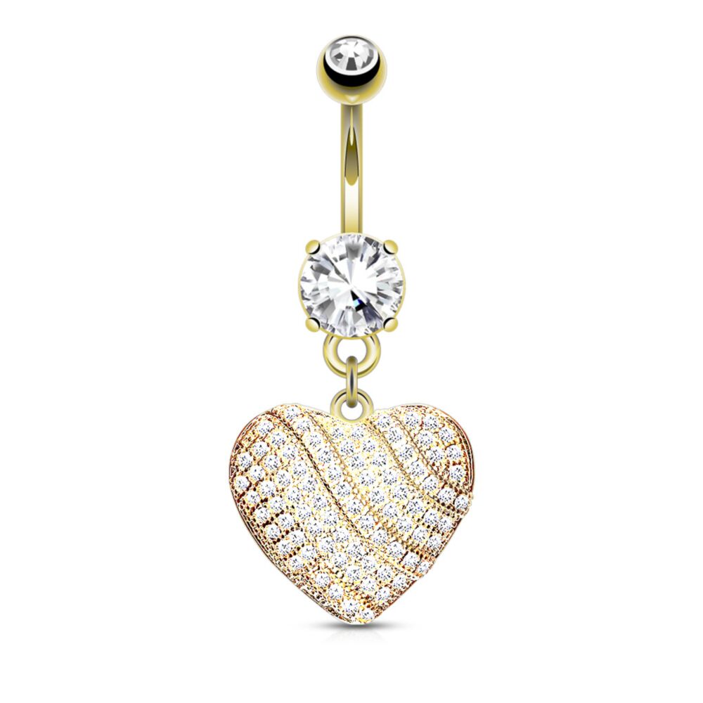 316L Surgical Steel 316L Surgical Steel Micro CZ Paved Heart Dangle...