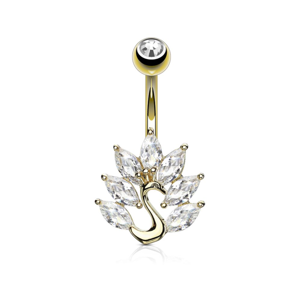 316L Surgical Steel 316L Surgical Steel Marquise CZ Peacock Belly...