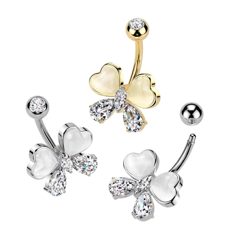 316L Surgical Steel 316L Surgical Steel CZ and Cat's Eye Stone Hearts...