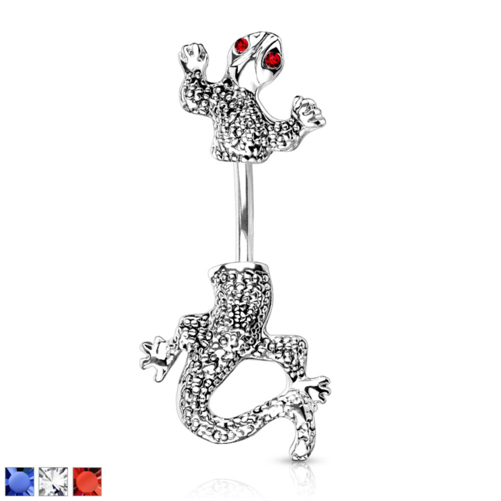 316L Surgical Steel 316L Surgical Steel CZ Eyed Chameleon Belly Button Ring