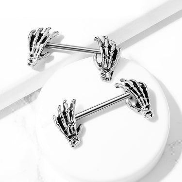 316L Surgical Steel Skull Hand Ends 316L Surgical Steel Barbell Nipple...