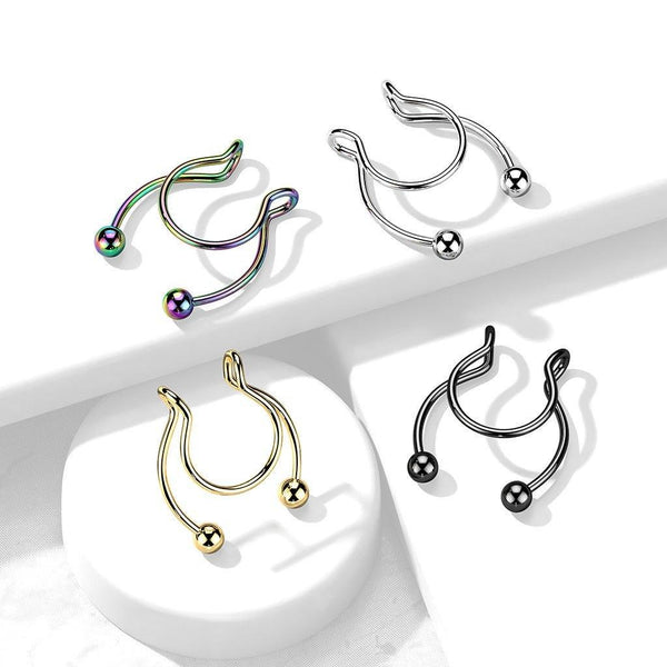 316L Surgical Steel Fake Clip On Horseshoe for Septum, Nipple and Ear