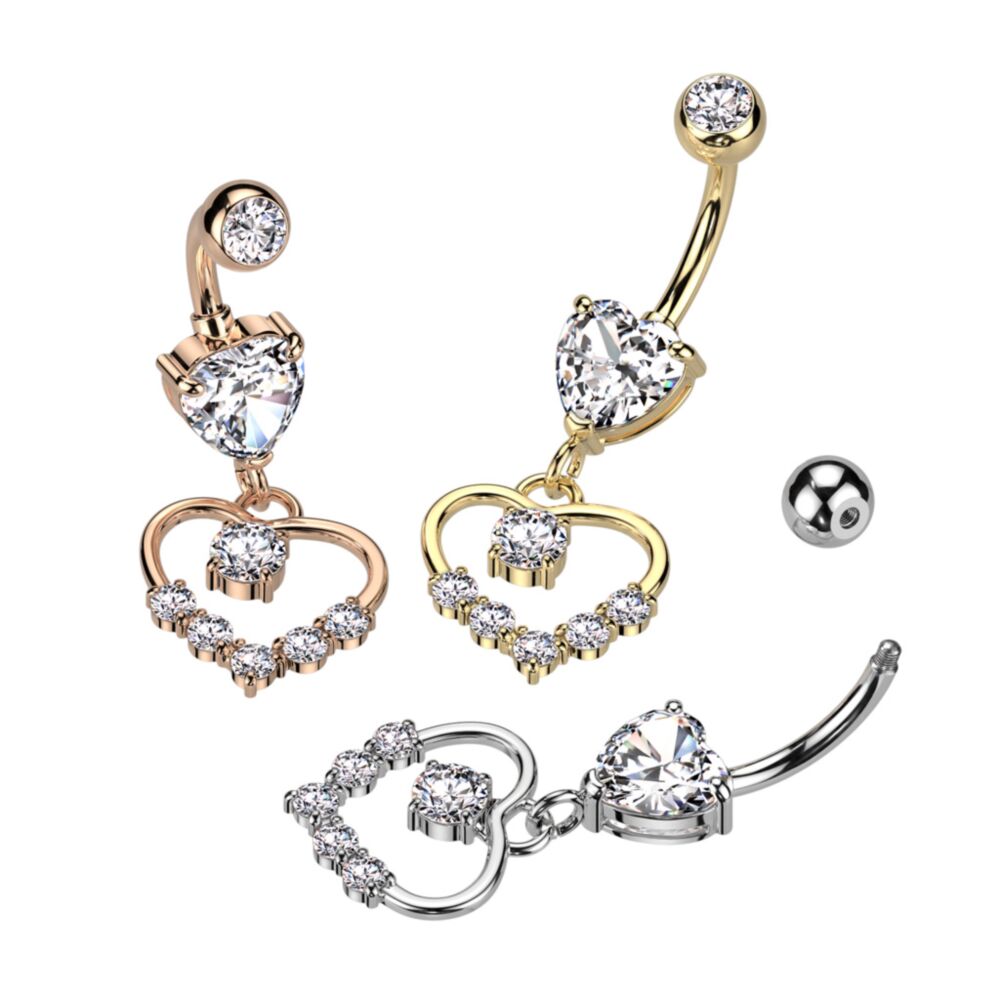 316L Surgical Steel 316L Surgical Steel Heart Shaped CZ With Hollow...