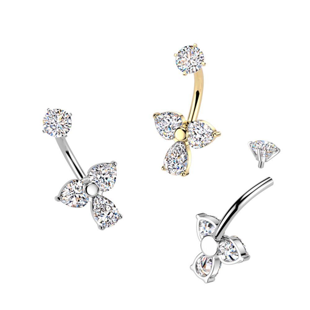 316L Surgical Steel All 316L Internally Threaded Prong Set Teardrop &...