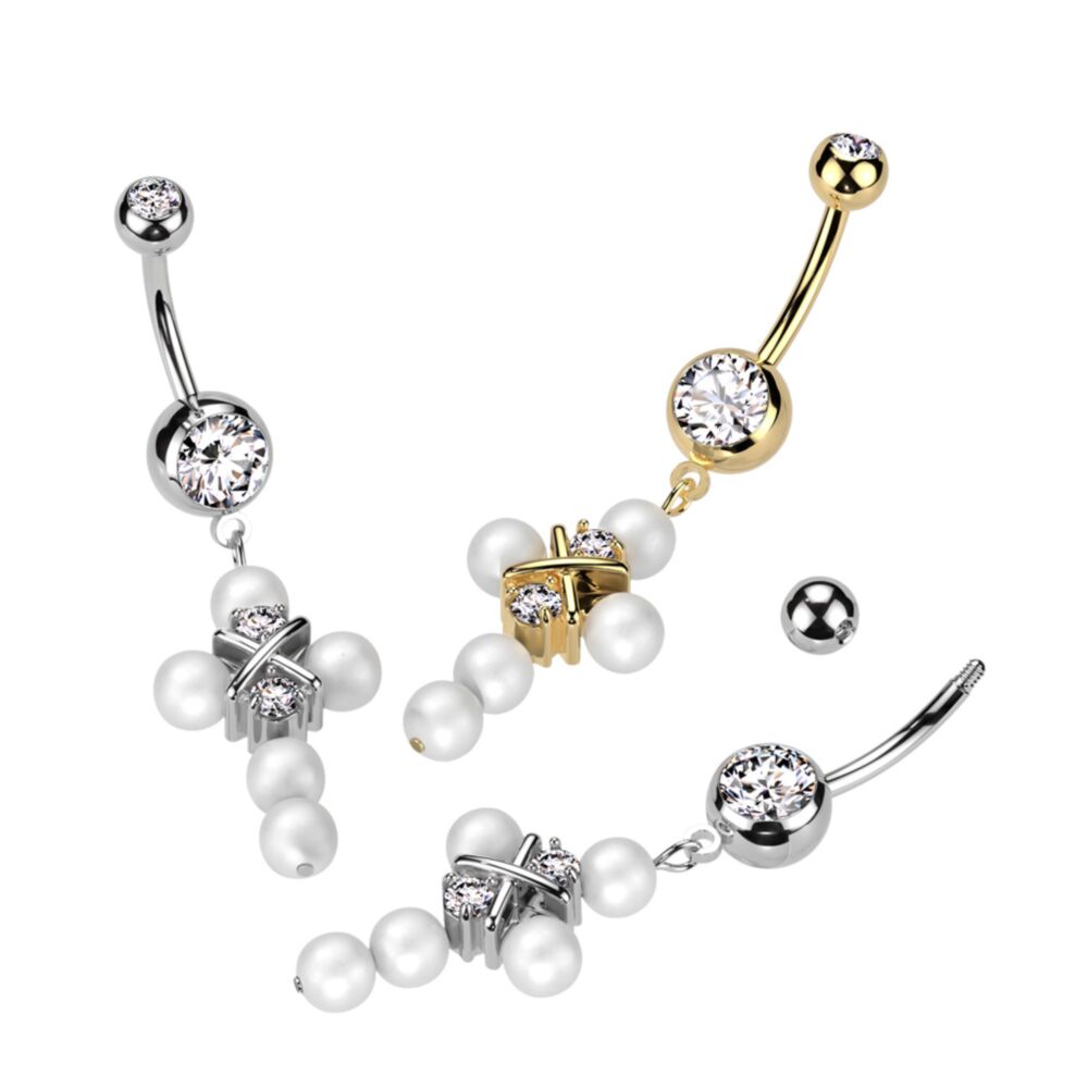 316L Surgical Steel 316L Surgical Steel Double Jeweled Belly Button...