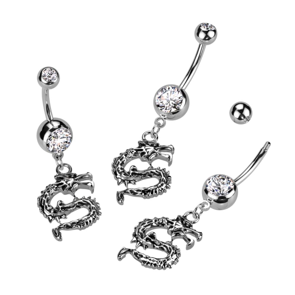 316L Surgical Steel Double Jeweled 316L Surgical Steel Belly Button...
