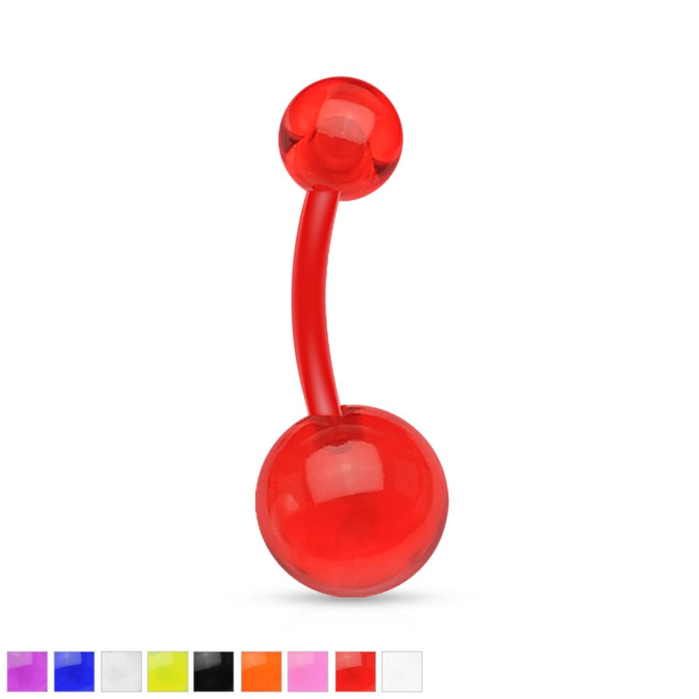 Bioflex Flexible Navel Ring With Transparent U Ball