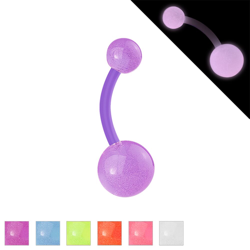 Bio Flex Navel Rings With Color Glow in the Dark Balls