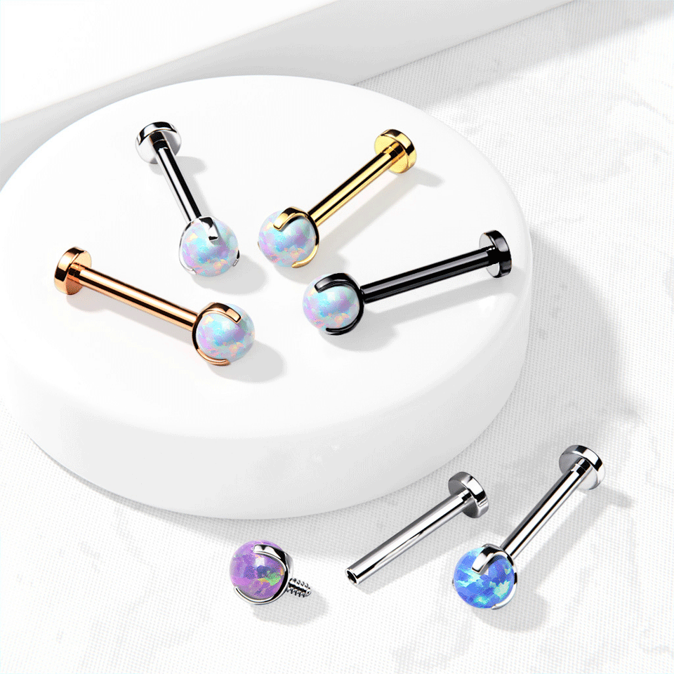 Claw Set Opal Ball Internally Threaded 316L Surgical Steel 2.5mm Micro...