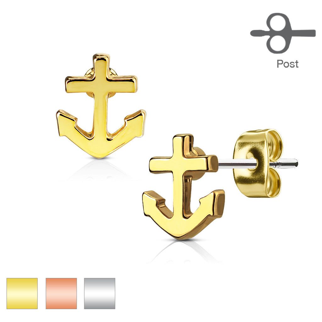 316L Surgical Steel Pair of Anchor 316L Surgical Steel Post Earring Studs