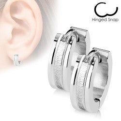 316L Surgical Steel Pair of Wire Center Hinged Hoop Earring 316L...