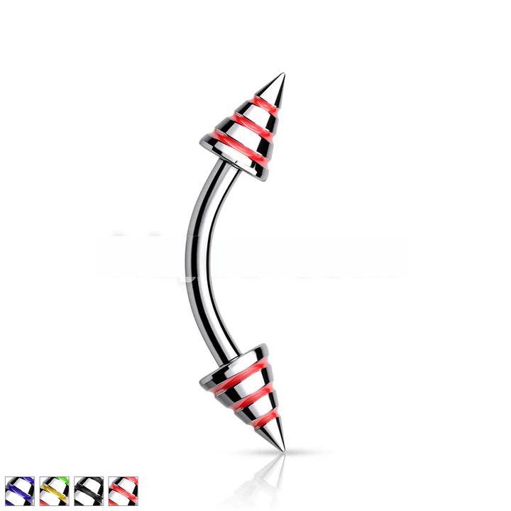 Stripe Spikes 316L Surgical Steel Curve Barbells