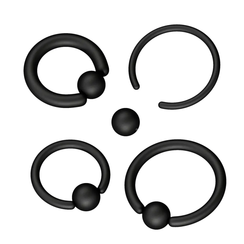 316L Surgical Steel Matte Black IP Captive Bead Ring