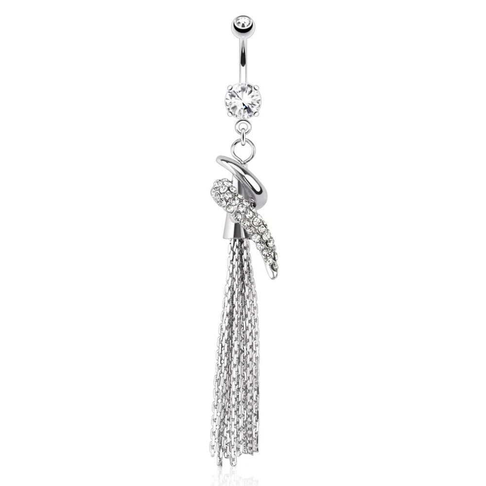 316L Surgical Steel 316L Surgical Steel Swirl With Paved Gems Around...