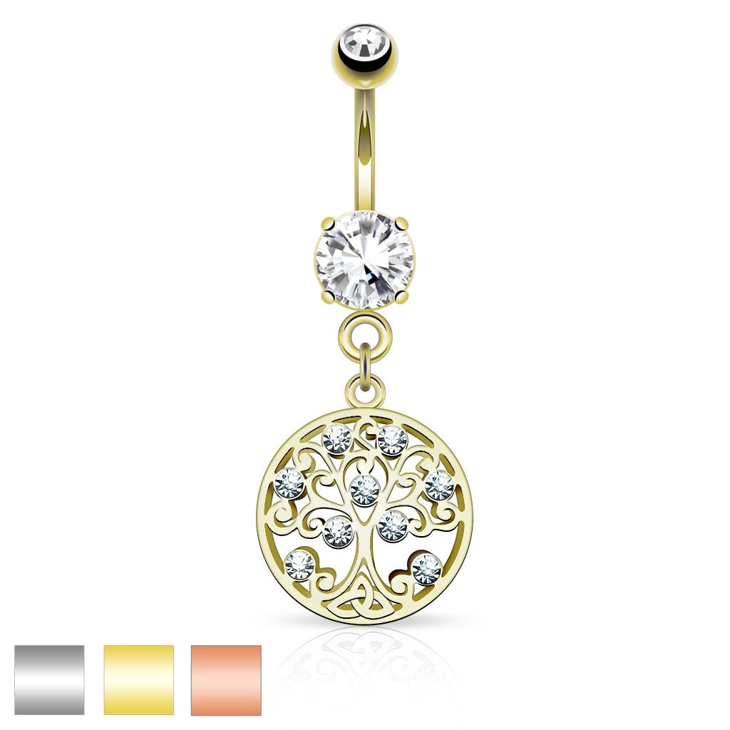 316L Surgical Steel 316L Surgical Steel CZ Set Tree of Life Dangle on...