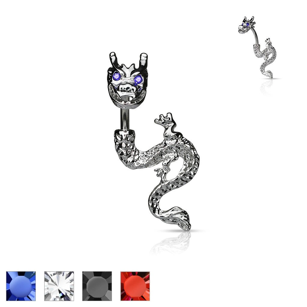 316L Surgical Steel 316L Surgical Steel Dragon Gem Eyes Belly Button Ring