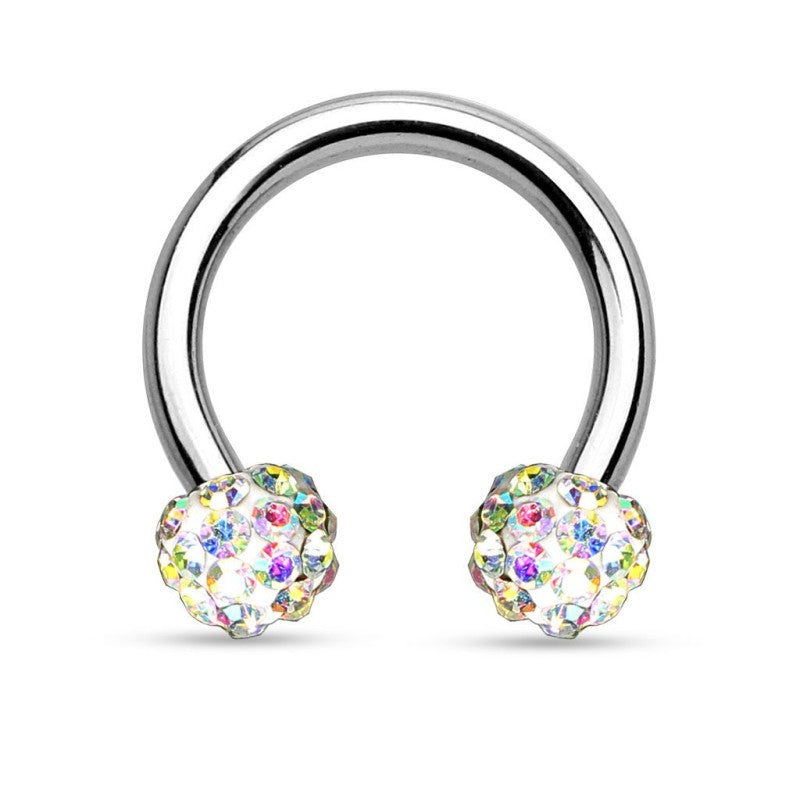 Crystal Paved Ferido Balls 316L Surgical Steel Circular Barbell/Horseshoe