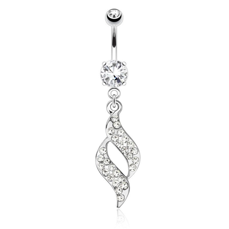316L Surgical Steel 316L Surgical Steel Swirl Design With Paved Gems...