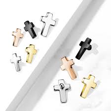 Pack Flat Cross 316L Surgical Steel Internally Threaded Top Parts
