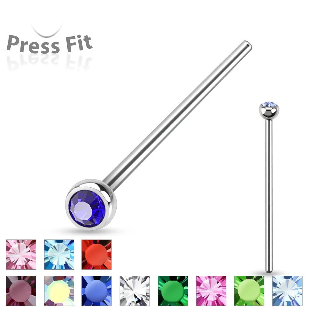 316L Surgical Steel Nose Fishtails with Press-Fit 2mm Gem Ball