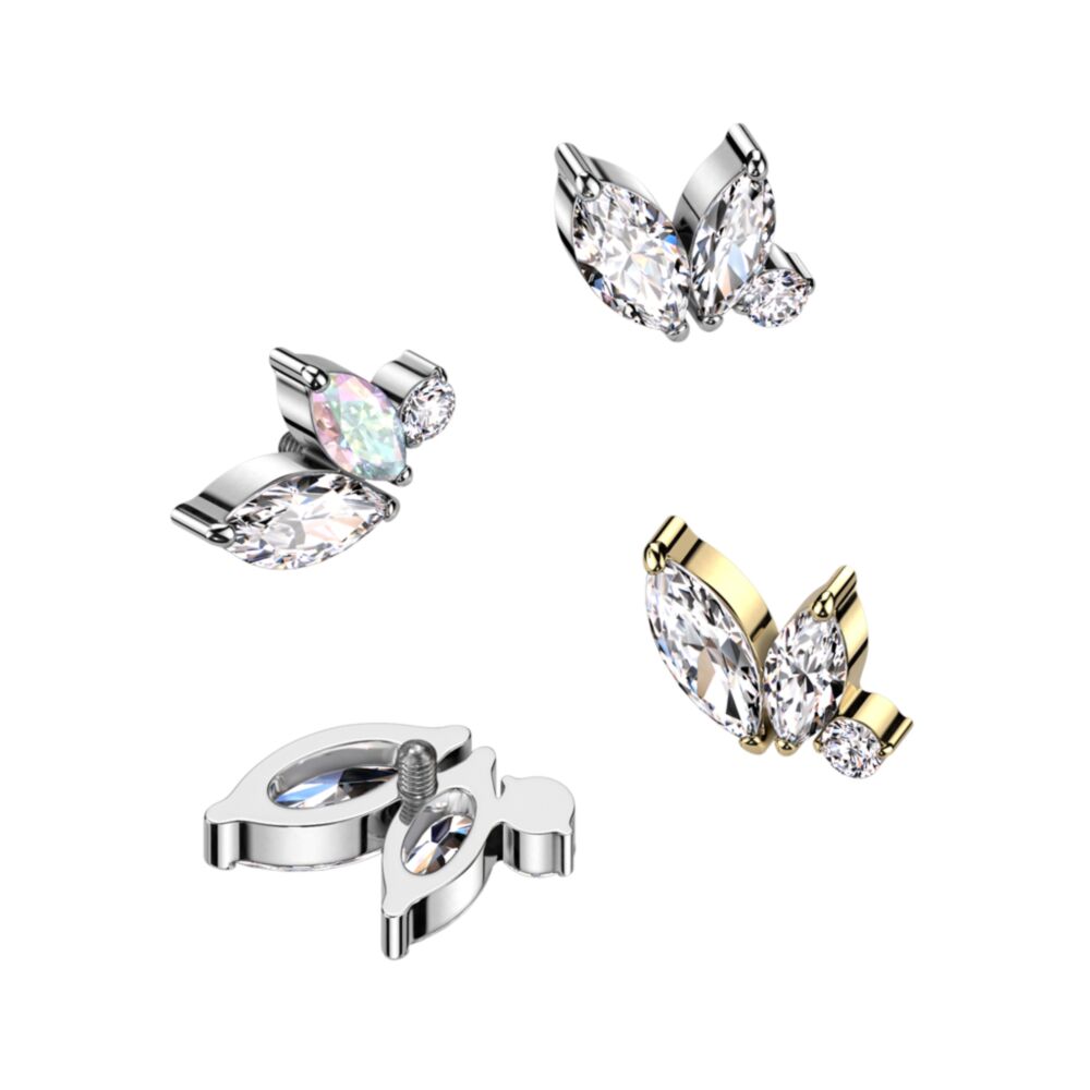Implant Grade Titanium Internally Threaded Double Marquise and Round CZ Top
