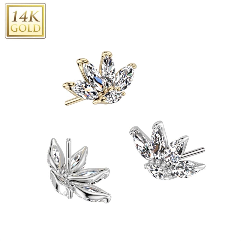 14KT Gold 14K Gold Threadless Push In 5 Marquise CZ Top