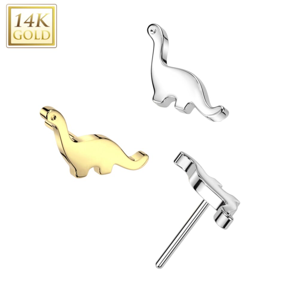 14K Gold Threadless Push In Dinosaur Top