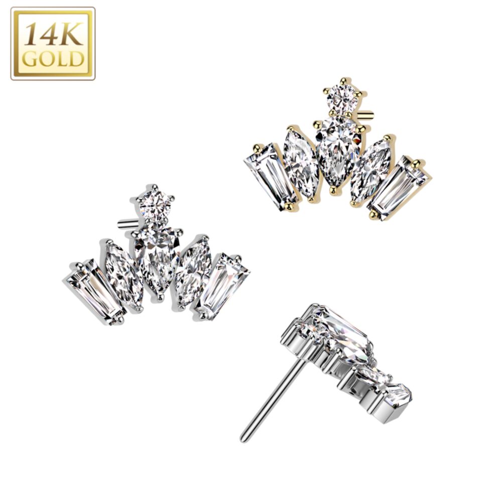 14KT Gold 14K Gold Threadless Push In CZ Crown Top
