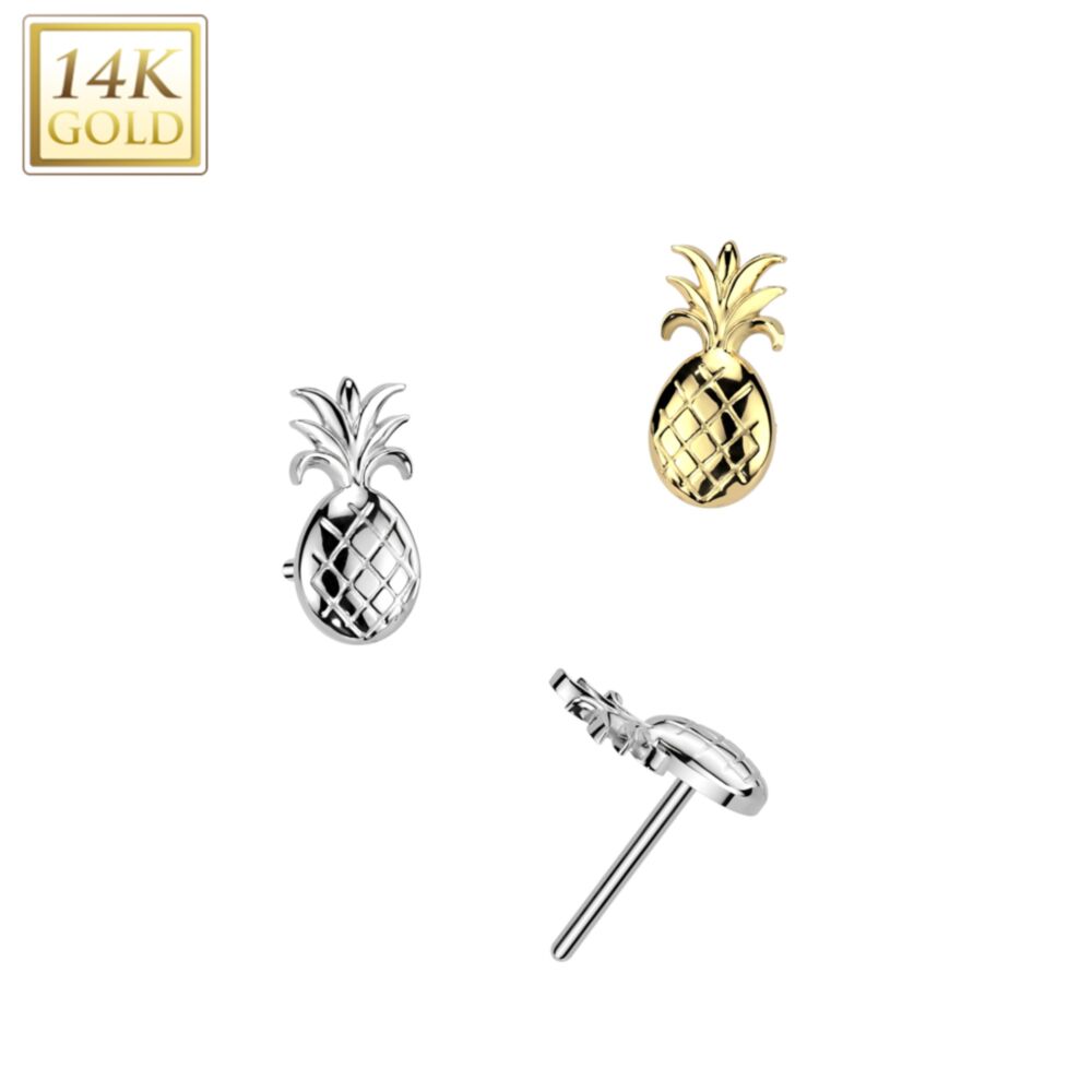 14K Gold Threadless Push In Pineapple Top