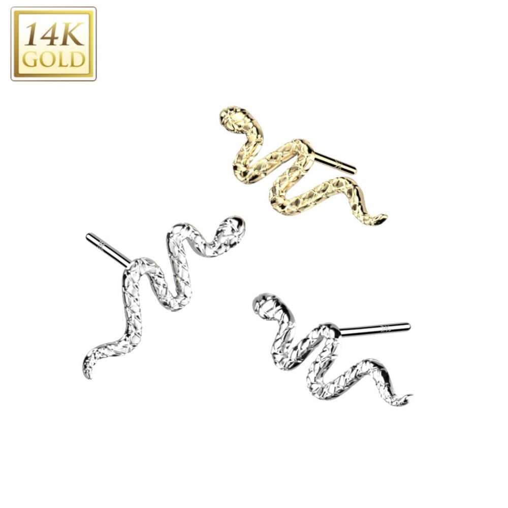 14KT Gold 14K Gold Threadless Push In Snake Top