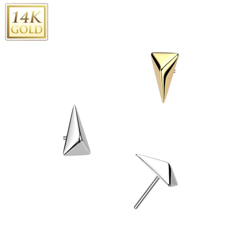 14KT Gold 14K Gold Threadless Push In 3D Spear Head Top