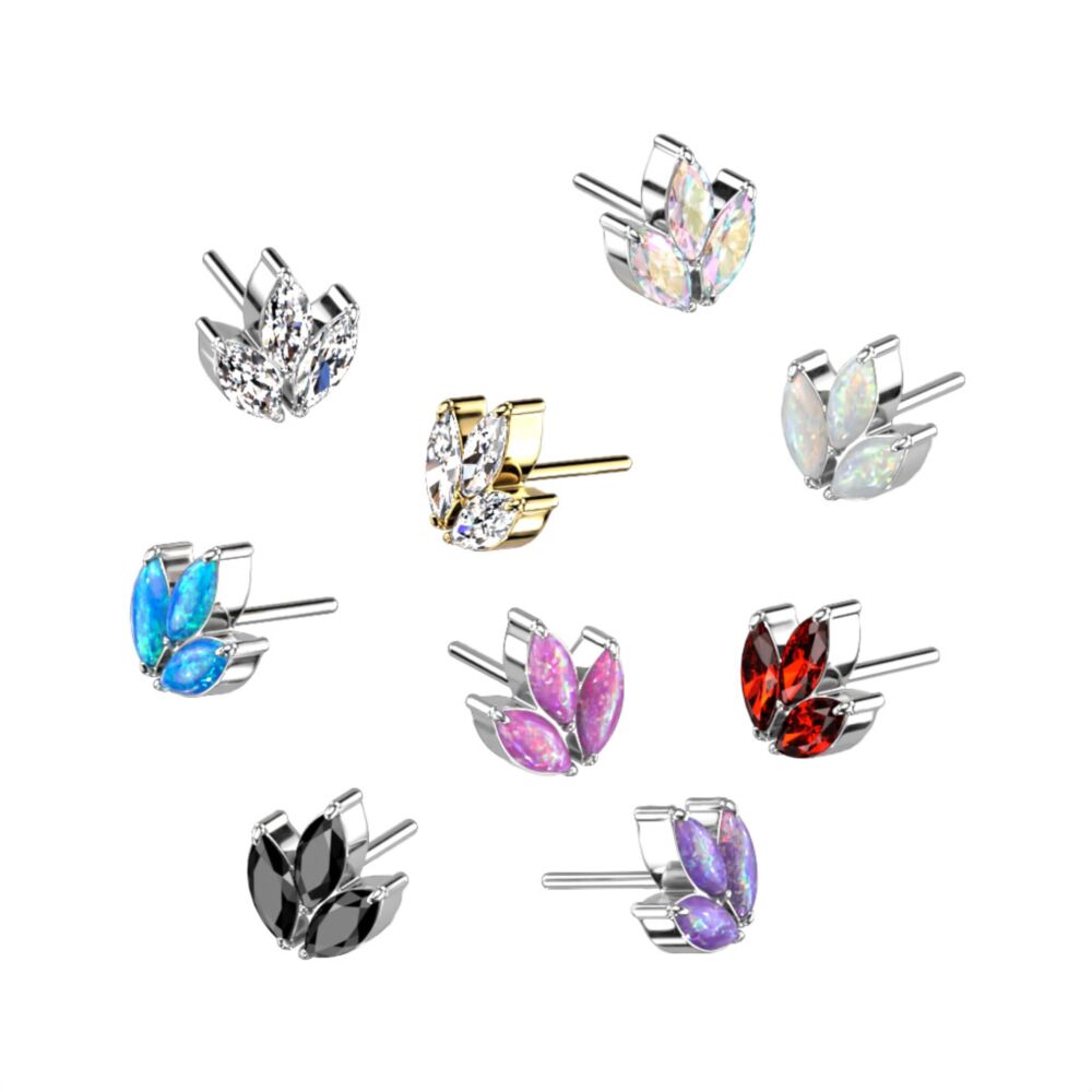 ASTM F136 Titanium Implant Grade Titanium Threadless Push In 3 Marquise...