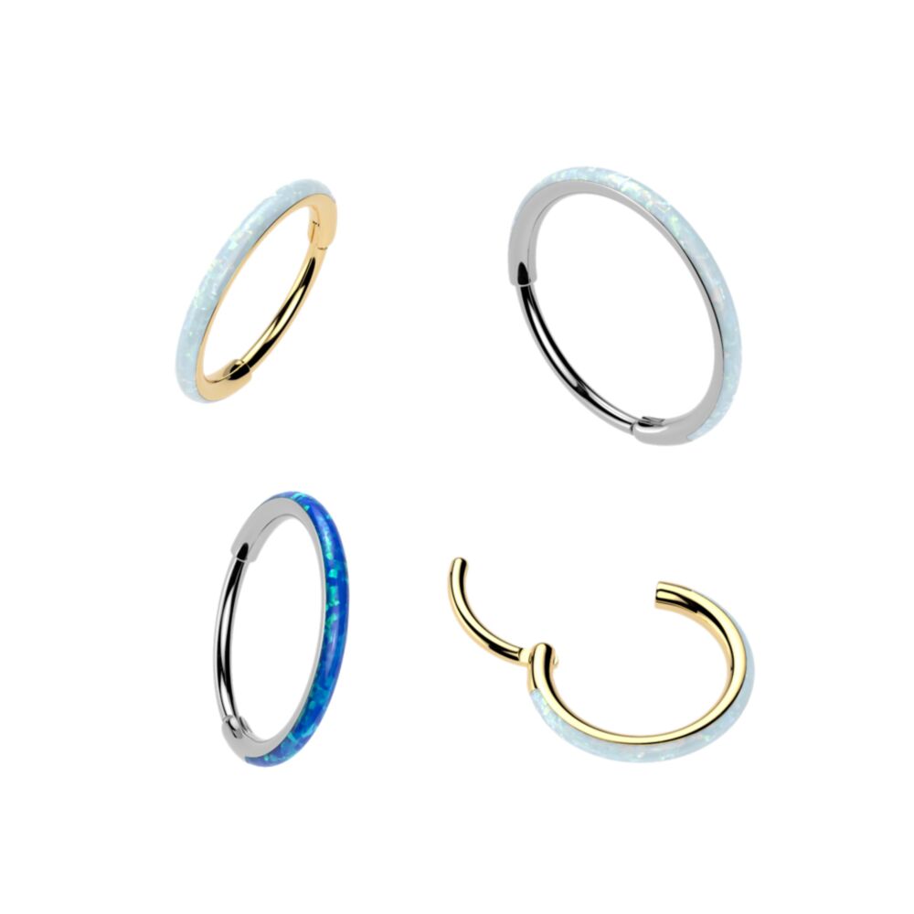 High Quality Precision All 316L Surgical Steel 20ga Outward Facing Opal...