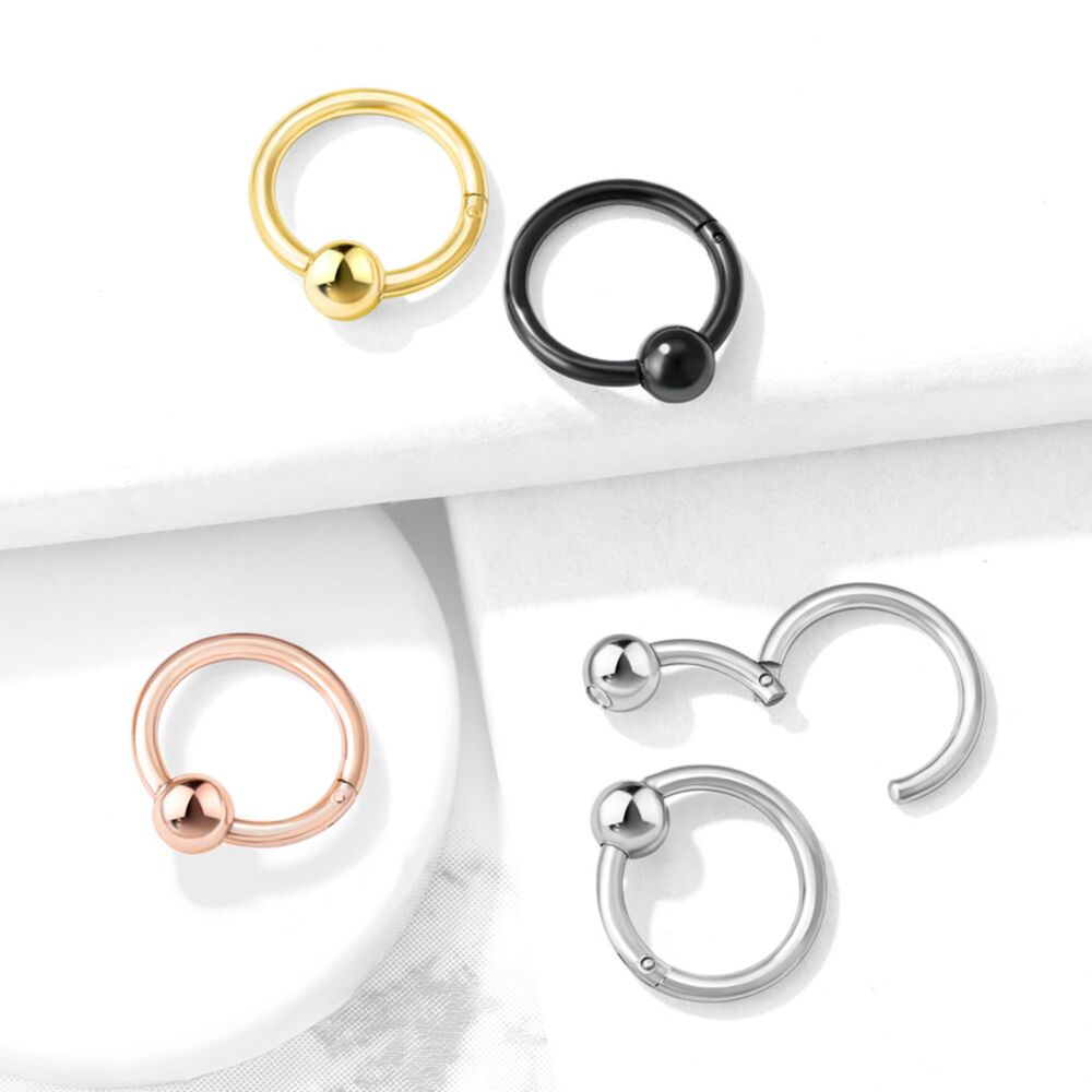 316L Surgical Steel Hinge Hoop Segment Rings with Ball for Ear...