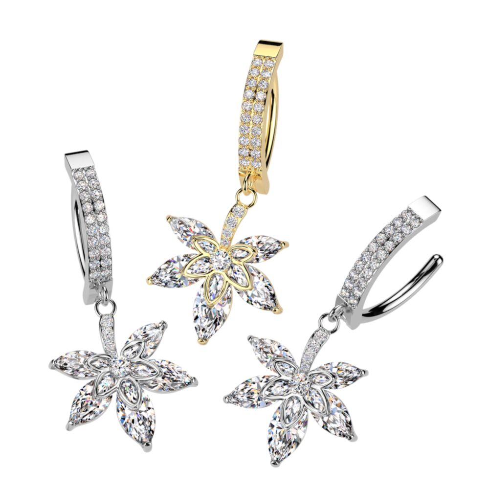 316L Surgical Steel 316L Surgical Steel Hinged Double CZ Pave Belly...