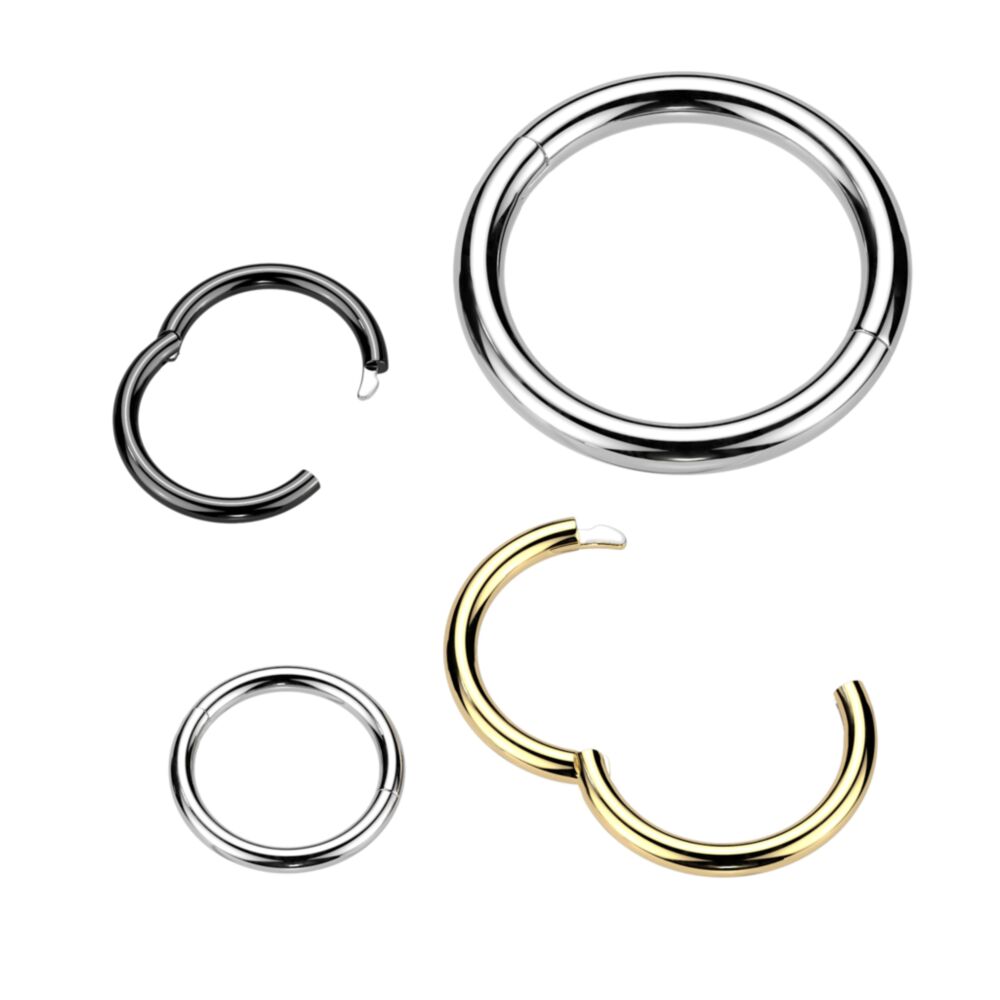 Implant Grade Titanium Half Closure New Secure Hook Hinged Segment Ring. 14ga-20ga