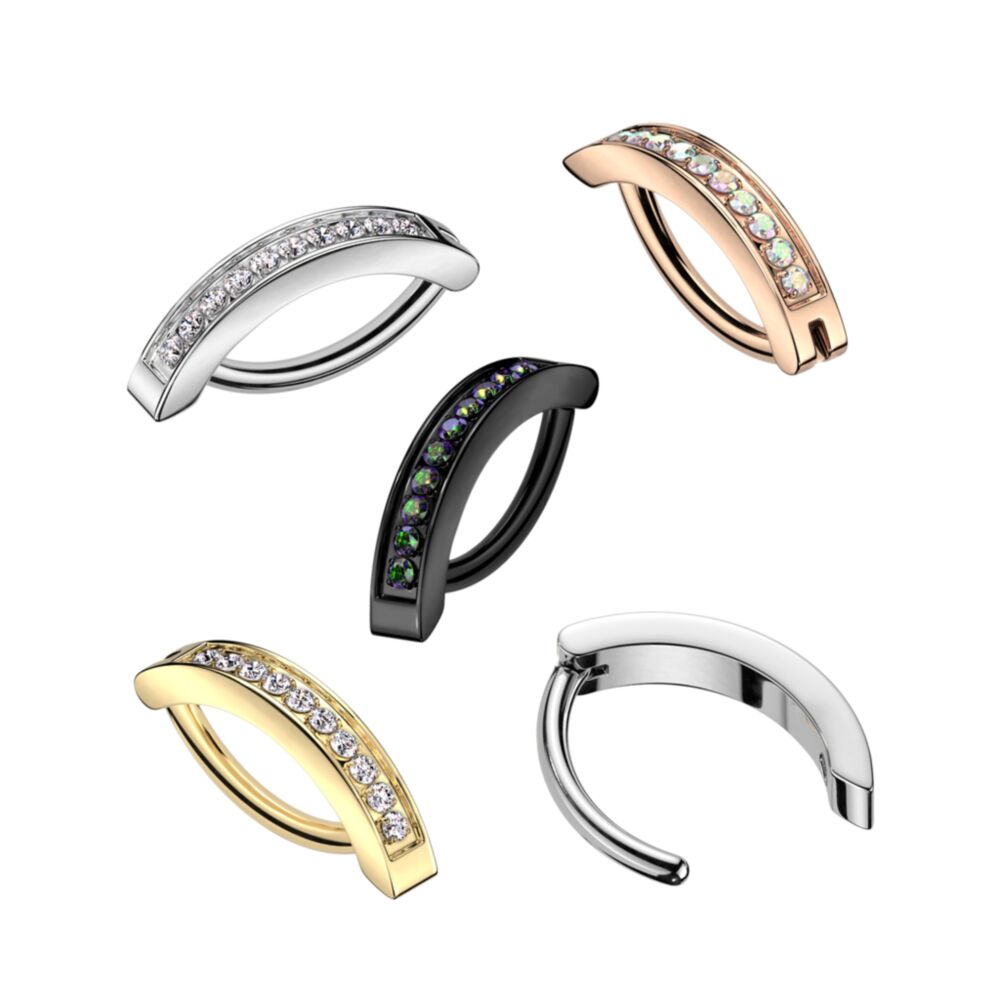 ASTM F136 Titanium Implant Grade Titanium Hinged Hoop With CNC Set CZ...