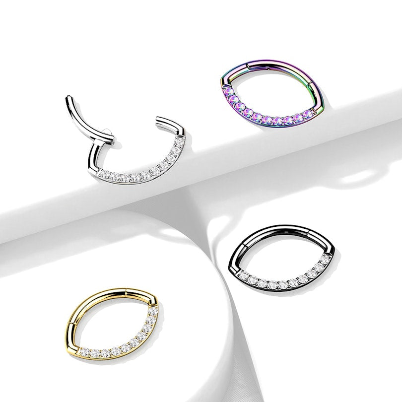 Implant Grade Titanium CZ Lined Oval Hinged Segment Hoop Ring
