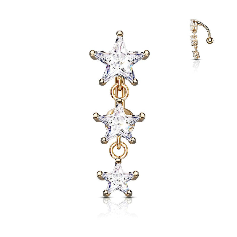 316L Surgical Steel 316L Surgical Steel Three Prong Set Star CZ...