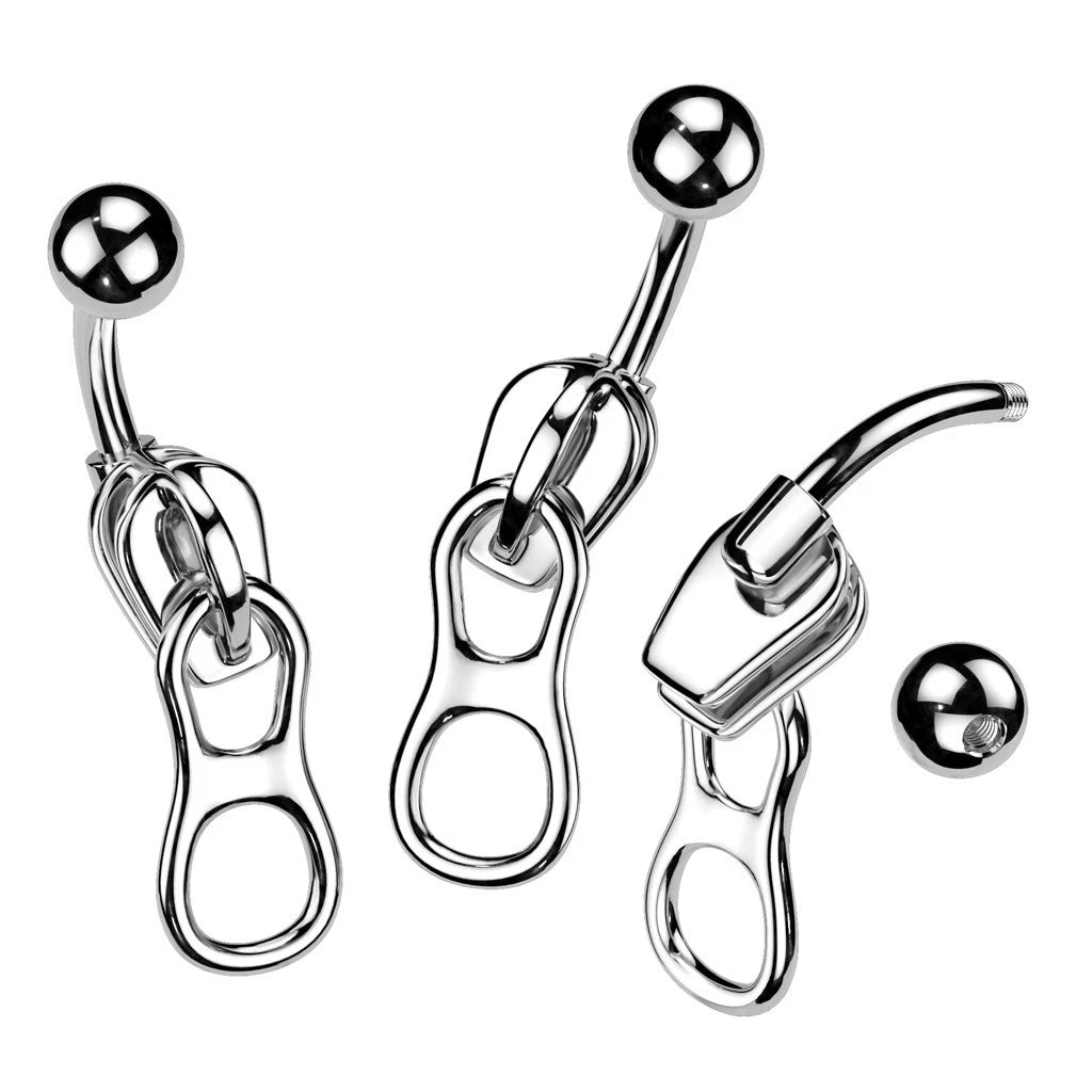 316L Surgical Steel 316L Surgical Steel Zipper Belly Button Ring